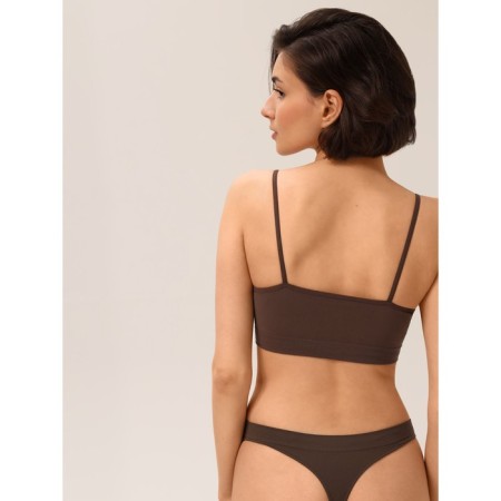 Female top on thin straps Top Spalla Stretta, size 44-46, dark brown color-2