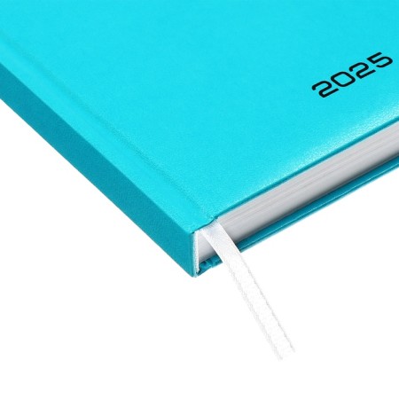 Dated diary 2025, Devente. Flag, A5 168 sheets, Attomex. EVEN, solid cover of boomvinyl with foam rubber, silkography, liesse, block 70 g/m2, turquoise-2