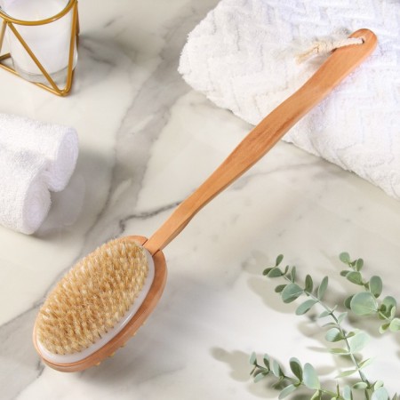Brush massage bath made of natural bristles, with a handle, smooth-6