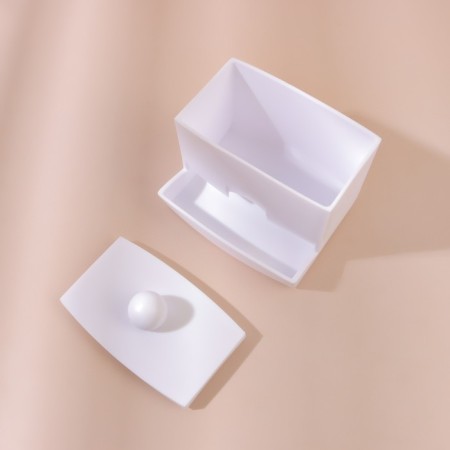 Organizer for storing cotton sticks, with a lid, 9 × 6.5 × 7.5 cm, white color-3