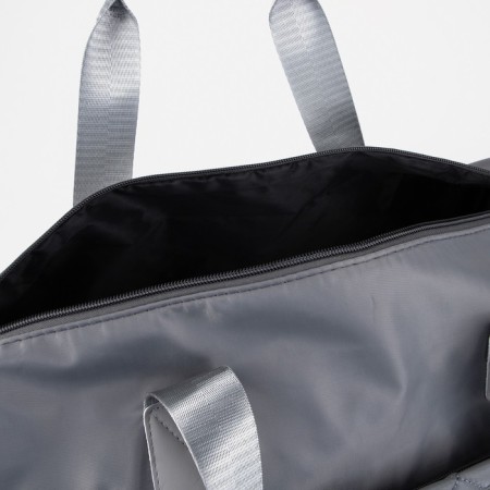 Road bag with lightning, external pocket, long belt, suitcase holder, gray color.-2