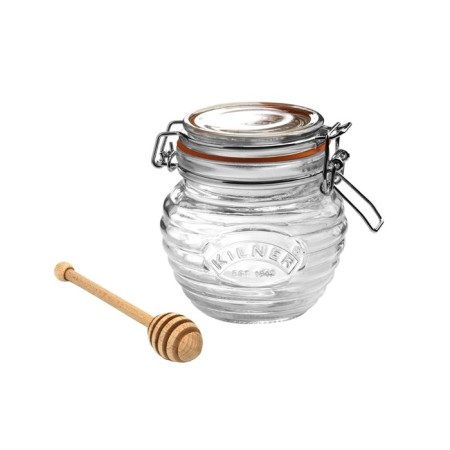 Bank with a spoon for honey Kilner