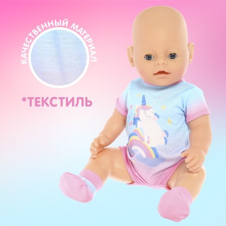 Pajamas for dolls "Unicorn", 40-44 cm, 2 things, textiles, on Velcro-1