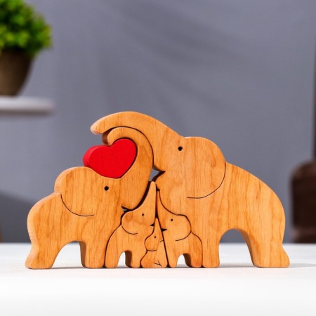 Souvenir-Pazle "Family Elephants", 5 pcs, 17x10 cm