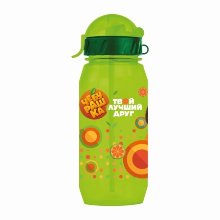 Baby bottle with silicone tube "Cheburashka", 400 ml., With a lace, color and drawing mix-10