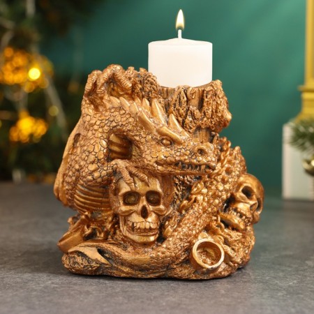 Skull "Skull with a snake" 11x11x11cm, bronze