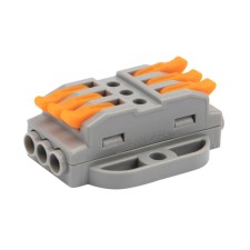 Terminal of QMS 222-423p Passing 3 poles, with an mounting platform (0.08-4 mm²), gray (25 pcs.