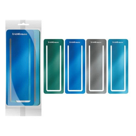 A set of 4 bookmarks of plastic Erichkrausemat Ice Metallic, rectangular, mix