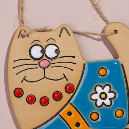 Панно "Котик", 7х8 см, майолика-4