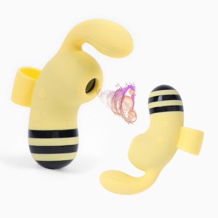 A fingerprint vibrator with a vacuum-wave stimulator, 15 modes, ABS, silicone, yellow-1