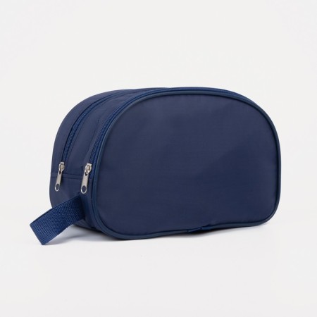 Cosmetic bag, 2 parts on zippers, blue color