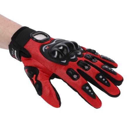 Motorcycle gloves with protective inserts, pair, size XL, red-2