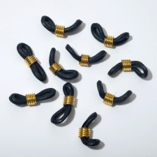 Gum for chains/laces for glasses (set 10 pcs.), Black color in gold