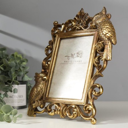 Photo frame Polystone 10x15 cm "Parrots" Ogent gold 26.5x20.5 cm-1