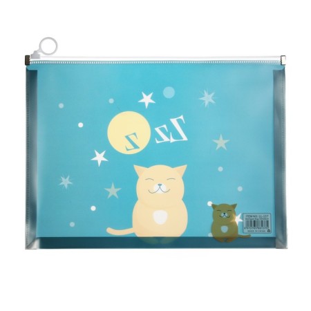 Lightning folder A4 format, 180 mkr, transparent with the pattern "Cat", mix-9