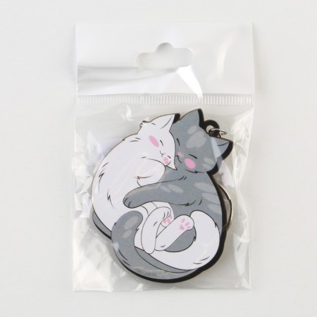 Key keychain wooden "couple of cats" 4.7 x 6 cm-4