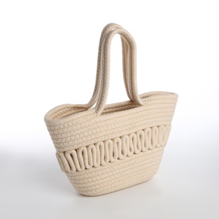 Female wicker bag without fastening, milk color-1