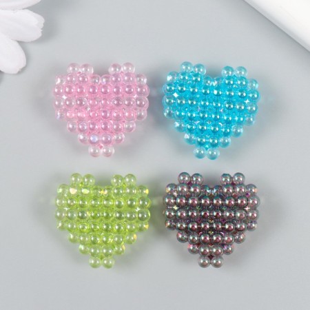Busina for creativity plastic "Heart Puply" mix 3x3.1x0.8 cm