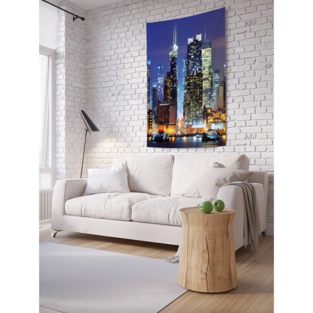 Decorative panel with photo printing "Bright lights of the night city", vertical, size 100x150 cm