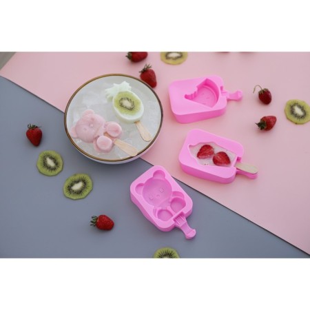Form for ice cream shares "Mishutka", silicone, 14 × 8 × 2.5 cm, pink color-7