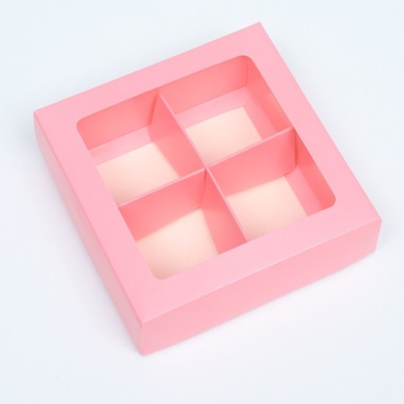 Box for sweets 4 pcs, with a horse, pink, 12.5 x 12.5 x 3.5 cm-1