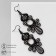 Earrings "openwork" leaves, black color in ferrous metal, 7.5 cm
