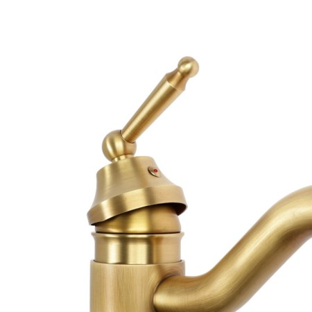 Zein sink mixer, curved spout, without eyeliner, brass, bronze color-1
