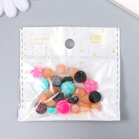 Decor for creativity plastic "Knitted balls" set 24 pcs mix 1x1x0.8 cm-3