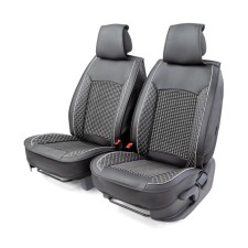 Frame caps for the front seats Car Performance, 2 pcs, eco-leather, black and gray