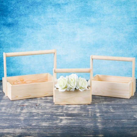 Wooden Kashpo 30 × 26 × 21 cm Elegant "Classic", 3 in 1, with a handle, naturally give beautifully