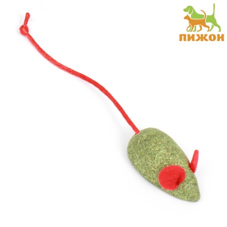 Mouse for cats made of pressed cat mint with a tail of rope, 4.7 cm