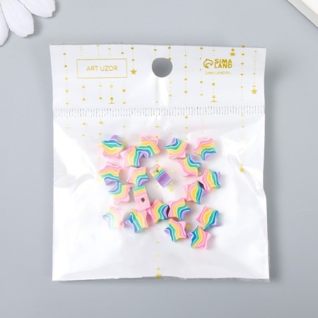 Beads for PVC creativity "Rainbow Stars" set 20 pcs 0.5x1x1 cm-3