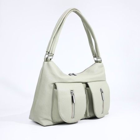 Luggage bag on lightning, 3 external pockets, the color is light green-2
