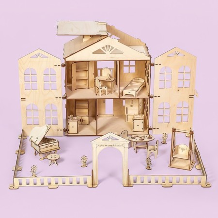 Designer Puppet House "Swing" for medium -sized furniture dolls