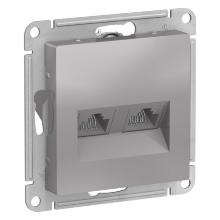 SE ATLASDESIGN, Double, Computer, RJ45+RJ45, cat. 5E, mechanism, aluminum color-1