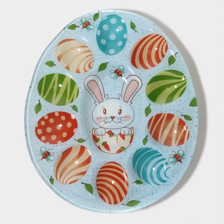Glass stand for eggs “Bunny”, 24 × 20.6 cm, 10 cells, blue color-3