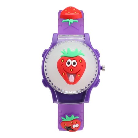 Watch is a beer, "strawberries", D-3.5 cm, silicone strap L-21.5 cm, with backlight-1
