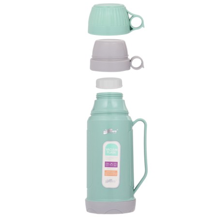 Thermos 1 l, with a glass flask, retains heat 12 hours, with a mug, green-1