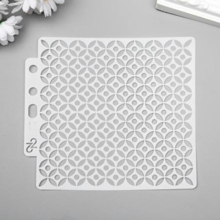 Stencil plastic "circles, leaves - pattern" 13x14 cm