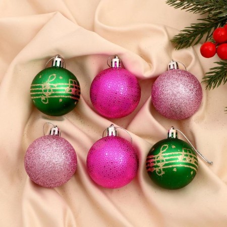 Set of balls plastic D-5 cm, 6 pcs "Cindy" mix
