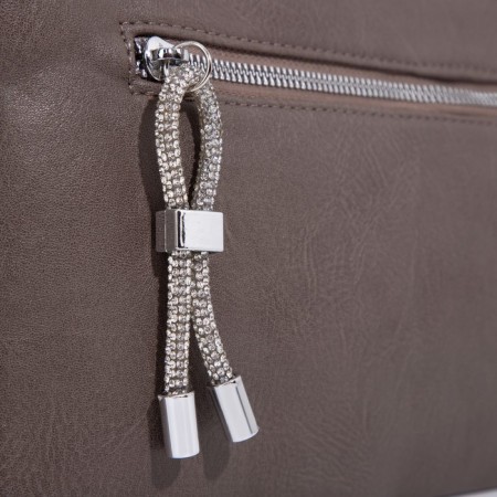 Bag Cross-Bodi with a zipper, khaki color-4