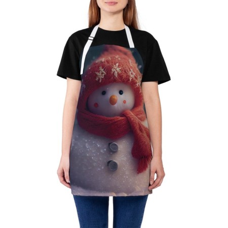Apron kitchen with a photo print "Snowman", adjustable, size OS
