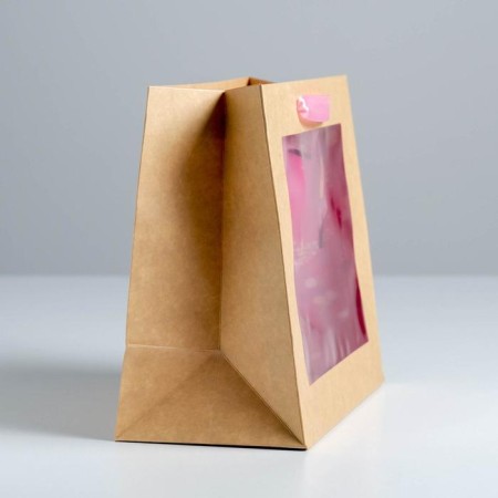 Gift Kraft with a plastic window, packaging, Happy Birthday, 24 x 20 x 11cm-1