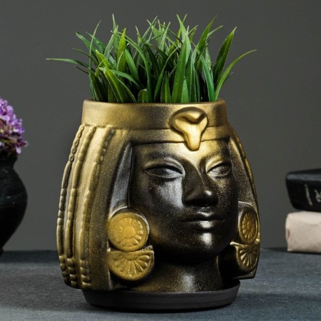 Pot - Organizer "Cleopatra" black with gold, 1.6l/ 16x17x16cm