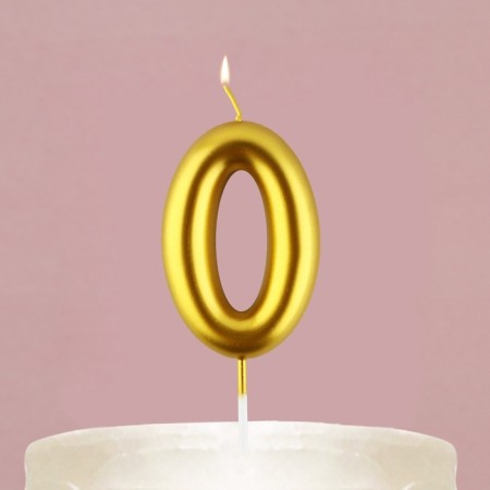 Candle for the cake, number “0”, gold, 4 x 10 cm.-5
