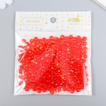 Beads for creativity plastic "Crystal with faces red" set of 20 g 0.4x0.6x0.6 cm-2