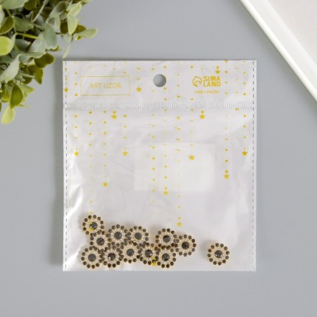 Decor for creativity Plastic "Black Sun Flower" set 12 pcs 1.4x1.4 cm-3