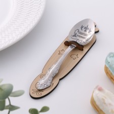 A spoon is registered, tea, with an engraving 