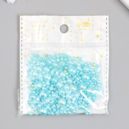 Beads for creativity plastic "Round. Blue sky" d = 3-8 mm, set 10 grams-3