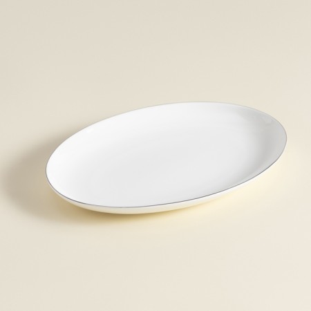 A plate for serving SL Home "Cascon", 25.4 × 18.5 × 2.5 cm, oval, bone porcelain, white-2